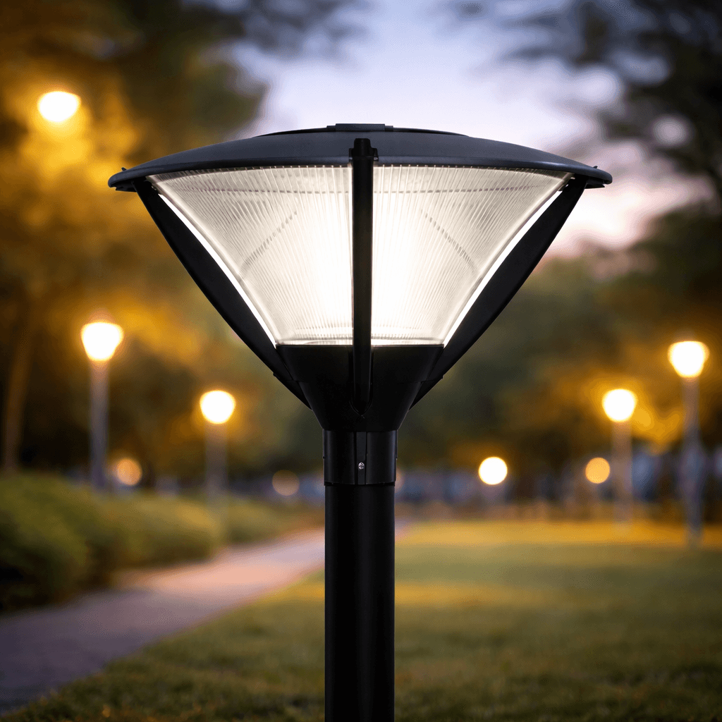 โคมไฟหัวเสา SC6116 SPACIO Series ดีไซน์โมเดิร์น วัสดุอลูมิเนียมฉีดขึ้นรูป มาตรฐาน IP65 สำหรับจัดสวนและลานจอดรถ