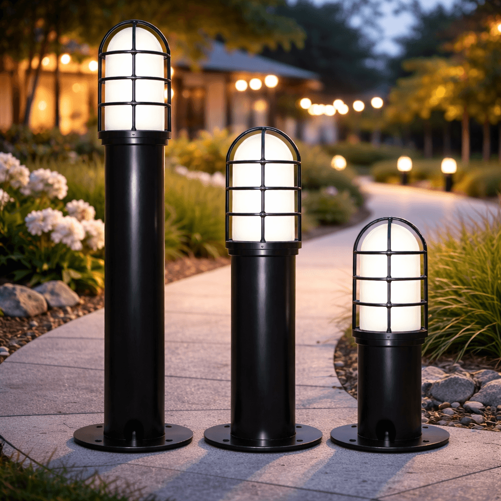 โคมไฟสนาม SC620 Bollard Aluminium grid cover วัสดุอลูมิเนียมฉีดขึ้นรูป ดีไซน์ตะแกรงครอบสำหรับงานสวนภายนอก