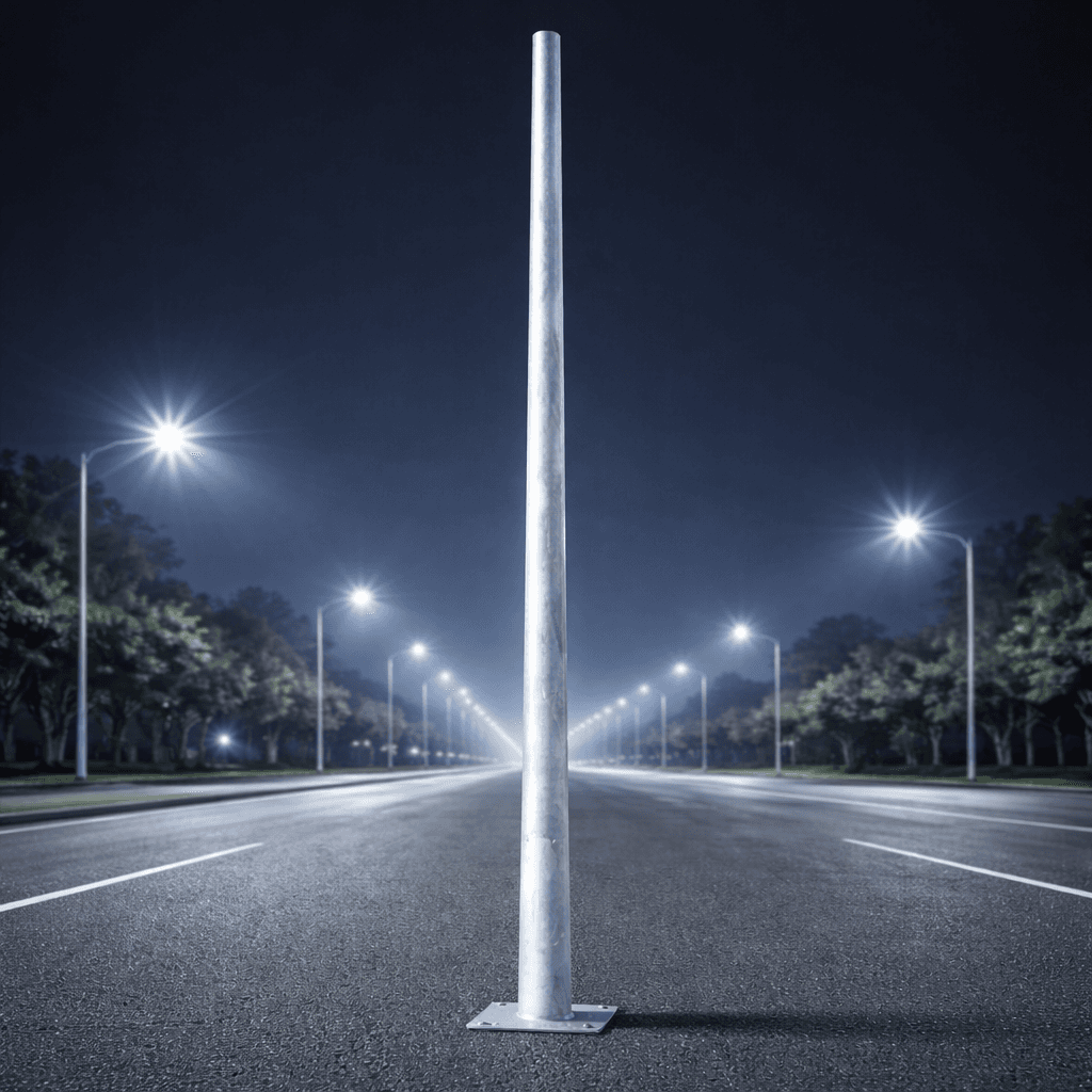เสาไฟถนนรุ่น SC50T Triumph เสาตรงแบบเรียว ชุบกัลวาไนซ์กันสนิม มาตรฐาน ASTM A123 สำหรับงานส่องสว่างถนนและพื้นที่สาธารณะ ความสูง 2.7-14 เมตร