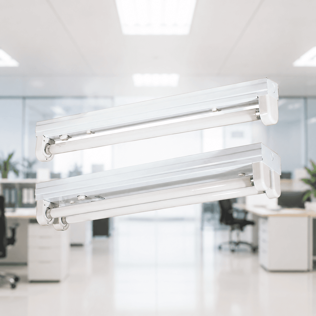 โคมกล่องเหล็กขาสปริง SC114 สำหรับหลอด T8 LED ขั้วหลอด G13 โพลีคาร์บอเนตทนทานพิเศษ ติดตั้งได้ทั้งแบบติดลอยและแบบแขวน สำหรับออฟฟิศและบ้านพักอาศัย