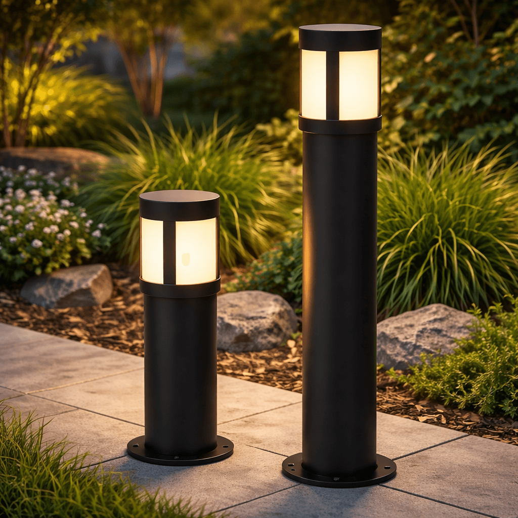 โคมไฟสนาม SC698BL Bollard ROMANIAN Large size วัสดุอลูมิเนียมและเหล็กพ่นสีฝุ่น สำหรับงานสวนและทางเดินภายนอกอาคาร