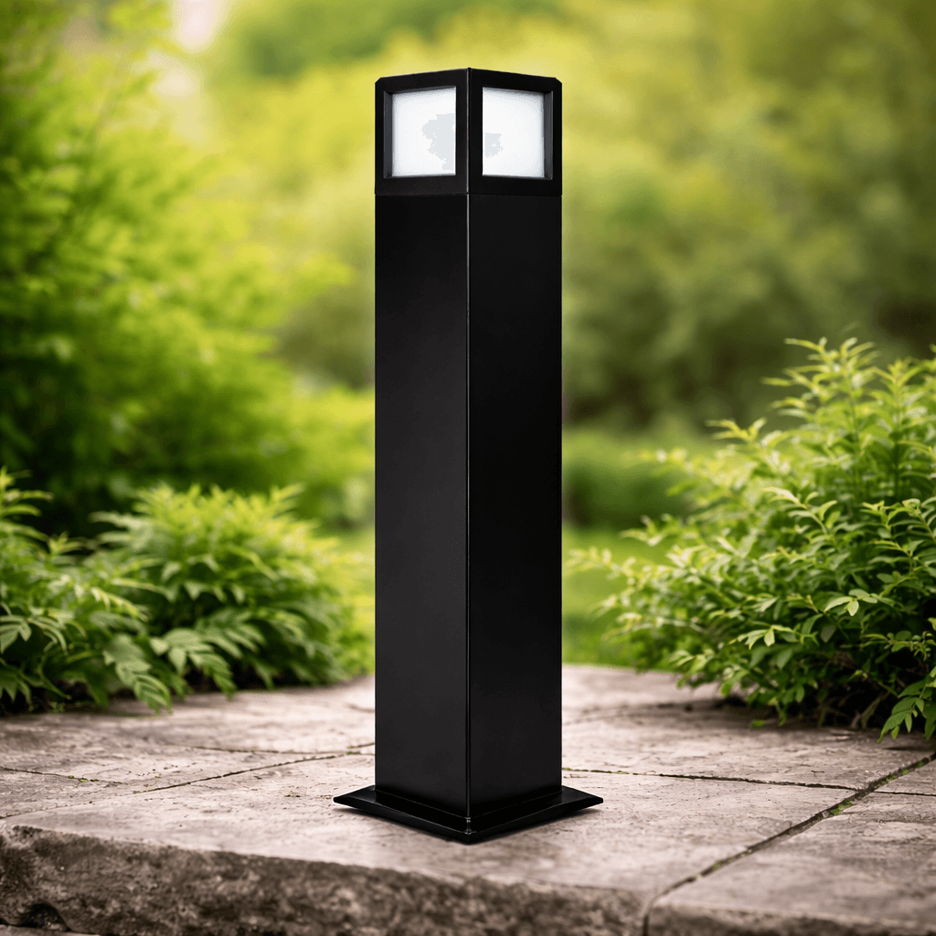 โคมไฟสนาม SC6200 BLOOMY ทรงสี่เหลี่ยม วัสดุอลูมิเนียมพ่นสีฝุ่นและแก้วสีนม สำหรับตกแต่งทางเดินและสวนภายนอกอาคาร