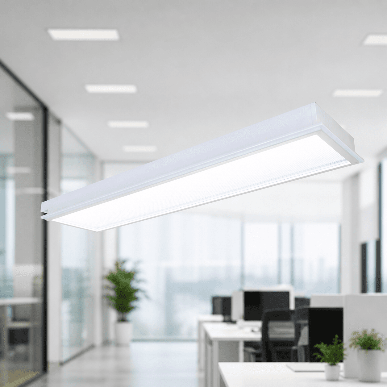 โคมไฟเพดานฝังฝ้าหน้าอะคริลิค รุ่น SC322 PRISMATIC TOP สำหรับหลอด T8 LED แผ่นกระจายแสงอะคริลิคผิวส้มและขาวนม โครงสร้างเหล็กพ่นสีฝุ่น สำหรับอาคารและสำนักงานชั้นนำ