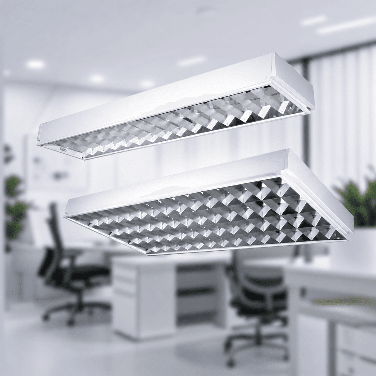 โคมไฟตะแกรงอลูมิเนียมฝังฝ้า รุ่น SC209 สำหรับฝ้าทีบาร์ รองรับหลอด T8 LED เหมาะสำหรับติดตั้งในออฟฟิศและอาคารสำนักงาน