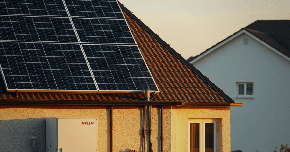 ภาพโครงสร้างระบบ DC Microgrid ที่เชื่อมต่อแผงโซลาร์เซลล์และแบตเตอรี่ในบ้าน
