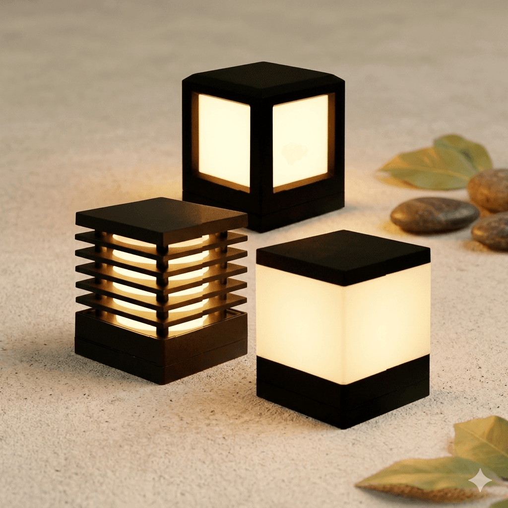 Lunar-โคมไฟหัวเสา-ทรงสี่เหลี่ยม-SC6605-SC6606-SC6607-IP65-อลูมิเนียม-สีดำ-สำหรับภายนอก