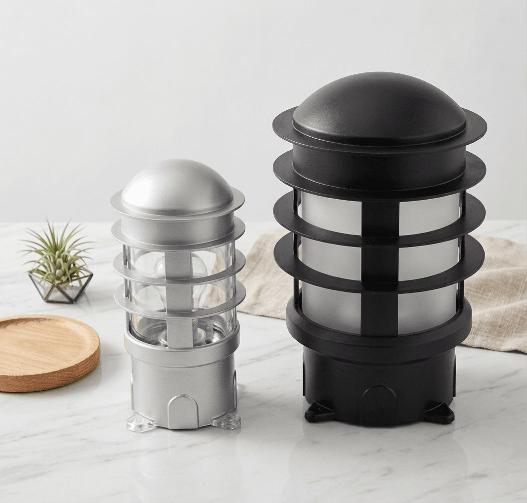 Lunar-โคมไฟหัวเสา-ทรงญี่ปุ่น-SC689P-สีดำ-สีเทา-ตกแต่งสวน-สไตล์มูจิ