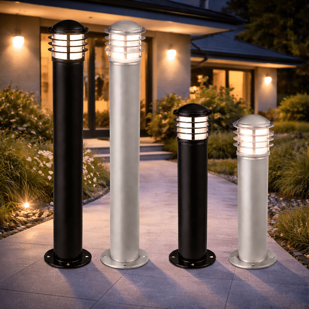 โคมไฟสนาม SC629S Bollard Japan Style ขนาดเล็ก วัสดุอลูมิเนียมฉีดขึ้นรูปและเสาเหล็ก ดีไซน์ญี่ปุ่นสำหรับตกแต่งภายนอก