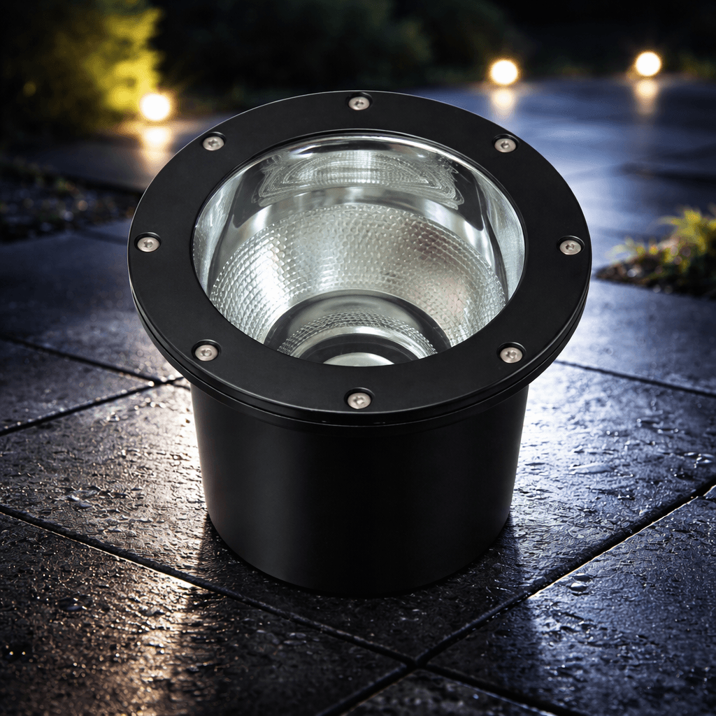 โคมไฟฝังพื้น SC618 Underground Lighting ขั้ว E27 มาตรฐาน IP67 หน้ากระจกนิรภัย วัสดุอลูมิเนียมฉีดขึ้นรูป สำหรับส่องเน้นจุดและตกแต่งภายนอกอาคาร