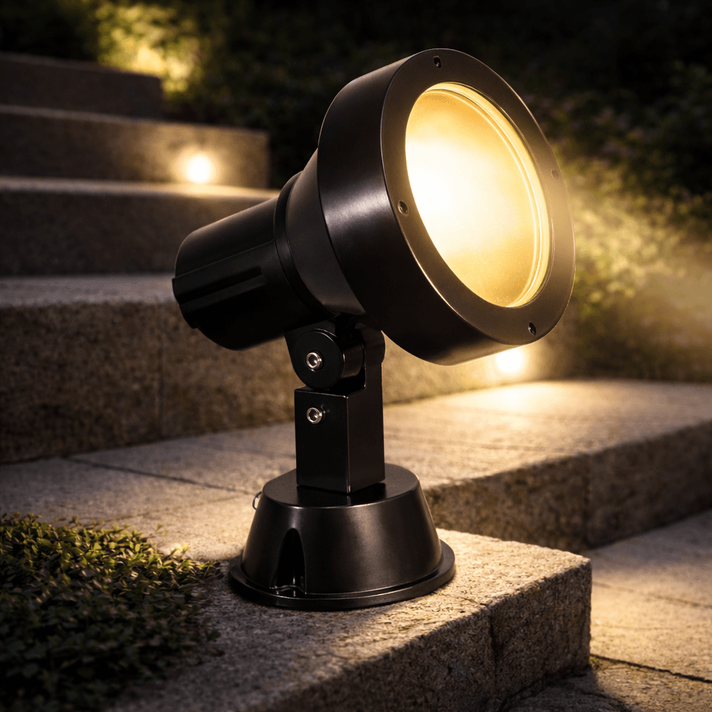 โคมไฟสนามแป้นยึด SC612 Surface-mounted ขั้ว E27 มาตรฐาน IP65 วัสดุอลูมิเนียมพ่นสีฝุ่น สำหรับส่องเน้นจุดภายนอกอาคารและตกแต่งสวน