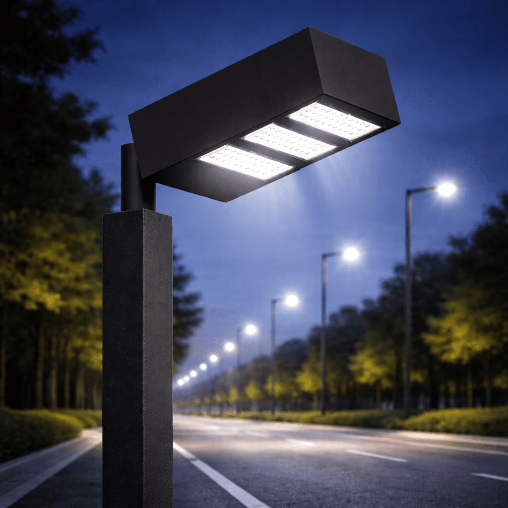 โคมไฟถนน LED SC580 PRIMA กำลังไฟ 60W-120W มาตรฐาน IP65 ประสิทธิภาพ 100 lm/W สำหรับส่องสว่างถนนและลานจอดรถภายนอกอาคาร