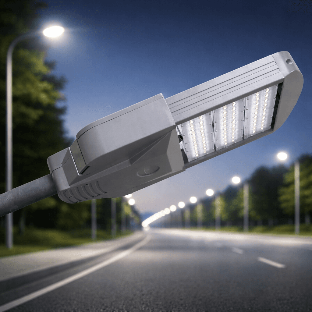 โคมไฟถนน LED SC576 INTEGRA กำลังไฟ 40W-160W มาตรฐาน IP65 ประสิทธิภาพ 100 lm/W สำหรับส่องสว่างถนนและทางเดินภายนอกอาคาร