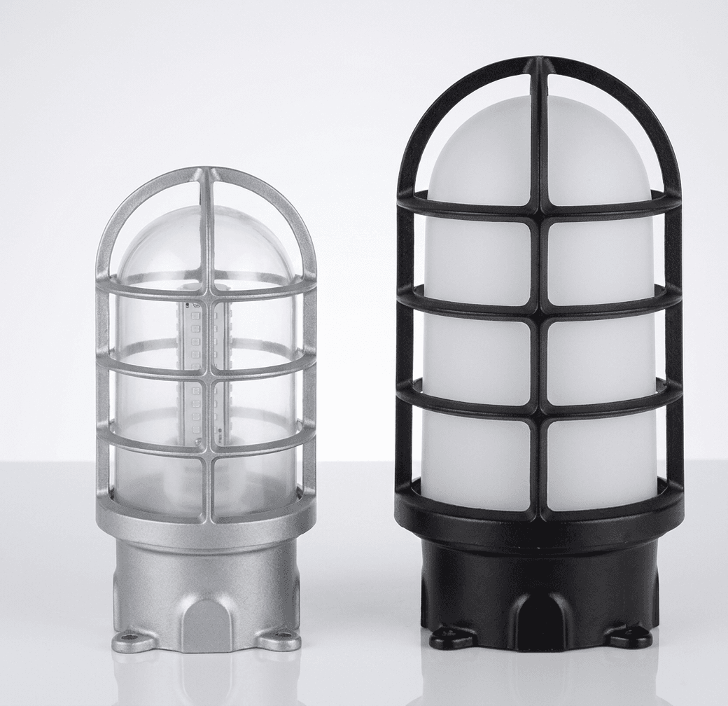 Lunar-โคมไฟหัวเสา-กรงนก-SC680P-อลูมิเนียม-สีดำ-สีเทาเงิน-เปรียบเทียบขนาด-SM-และ-LG