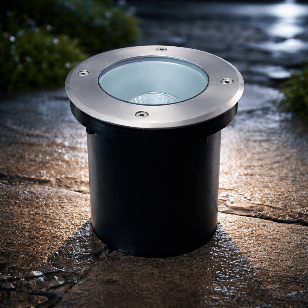 โคมไฟฝังพื้น SC617 Underground Lighting ขั้ว GU5.3 หน้าสแตนเลส มาตรฐาน IP65 สำหรับส่องทางเดินและตกแต่งสวนภายนอกอาคาร
