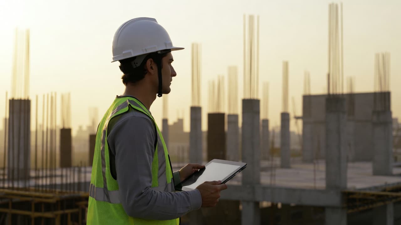 ทีมวิศวกรวิชาชีพควบคุมงานติดตั้งระบบไฟฟ้าและงานก่อสร้างโยธา