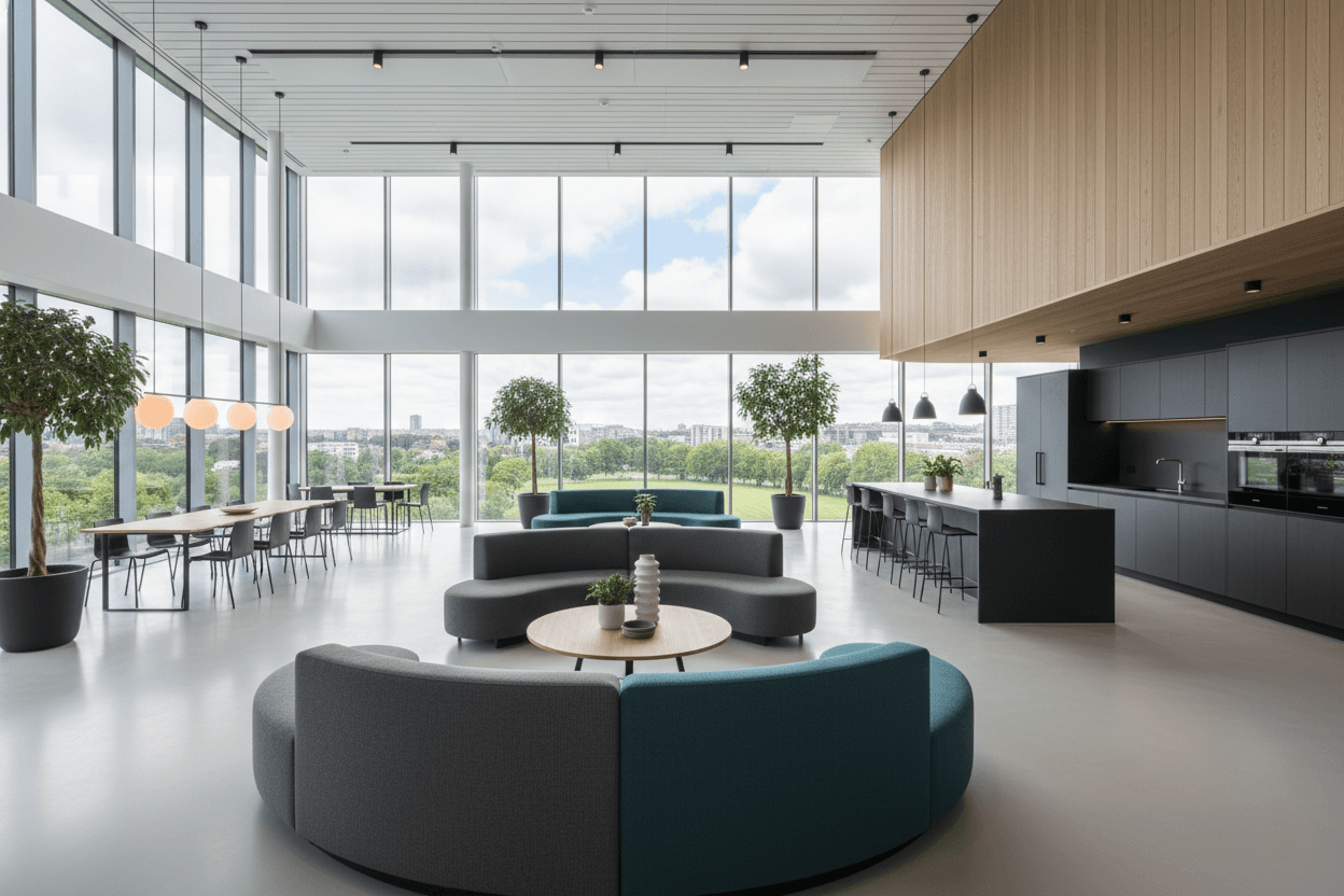 ดีไซน์ระบบแสงสว่างภายในอาคารและสำนักงานทันสมัยโดย Dewing Lighting